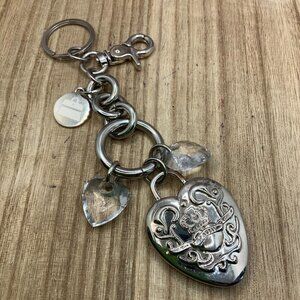 Kathy Van Zeeland Silver Tone Heart Key Chain Purse Charms